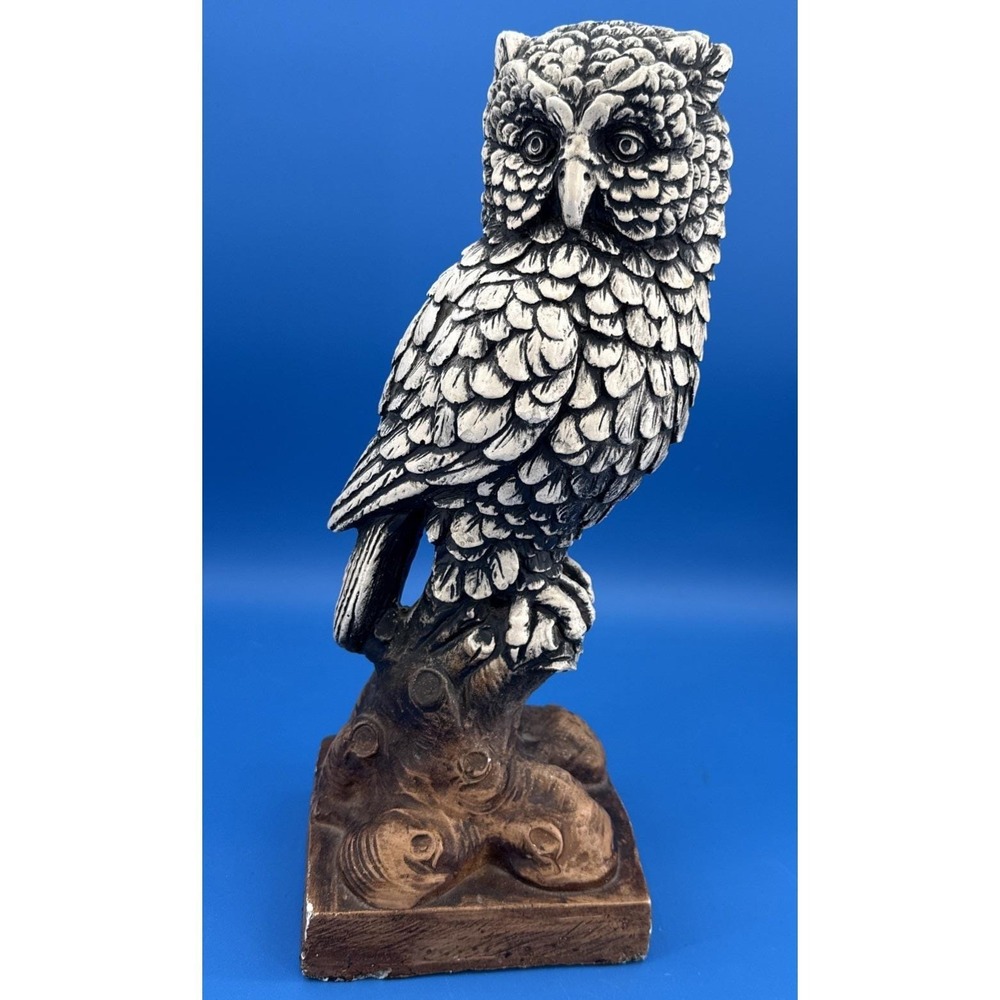 Vintage Marwal Gray OWL Carving 14" Tall Statue Large‎ Figure Sculpture 6 Lbs